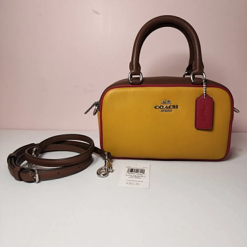NWT Coach CT883 Satchel Crossbody In Signature Colorblock Yellow Gold